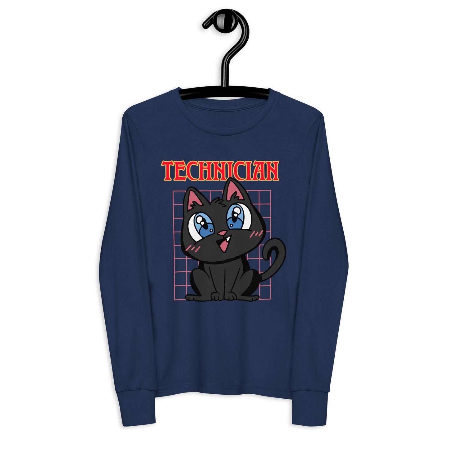 TECHNICIAN - YOUTH RETRO ANIME CAT LONG SLEEVE SHIRT